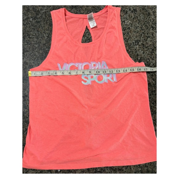 Victoria Sport Womens Neon Pink Coral Logo Graphic Open Back Workout Tank Top S - Picture 3 of 4